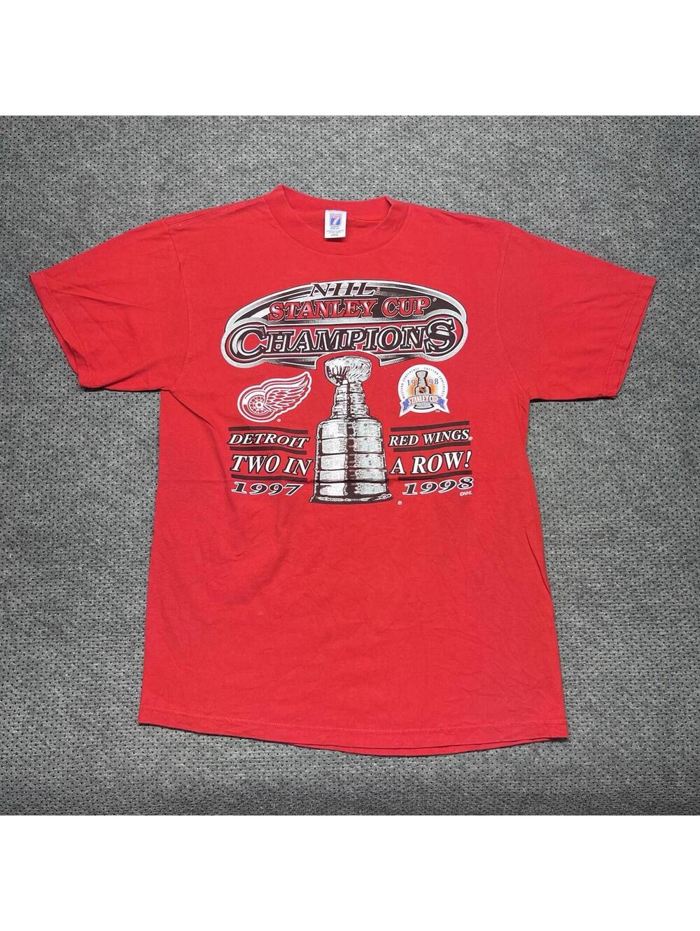 Vintage 1998 Detroit Red Wings Stanley Cup Champions T-Shirt Large RARE MENS